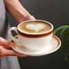 Retro Japanese Ceramic Coffee Cup and Saucer Set
