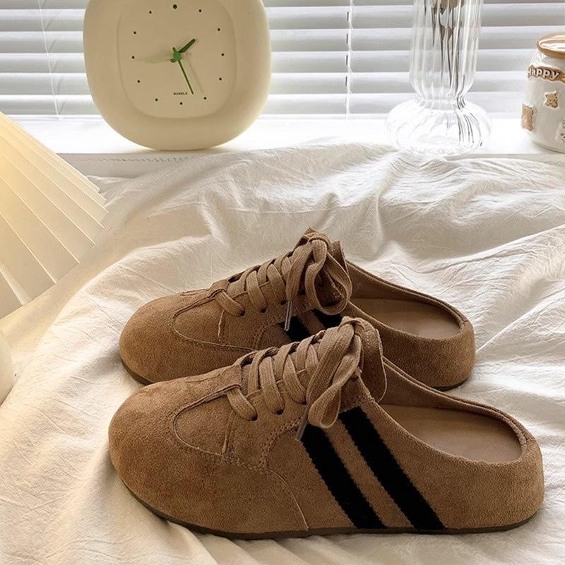 New Summer Retro Comfortable Bag Head Half Slippers Thin Thick-soled Non-slip Heel Lazy Shoes