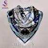 [BYSIFA] China Style Blue White Silk Scarf Cape  New Design Ladies Muslim Head Scarf Printed Fashion Accessories Satin Scarf
