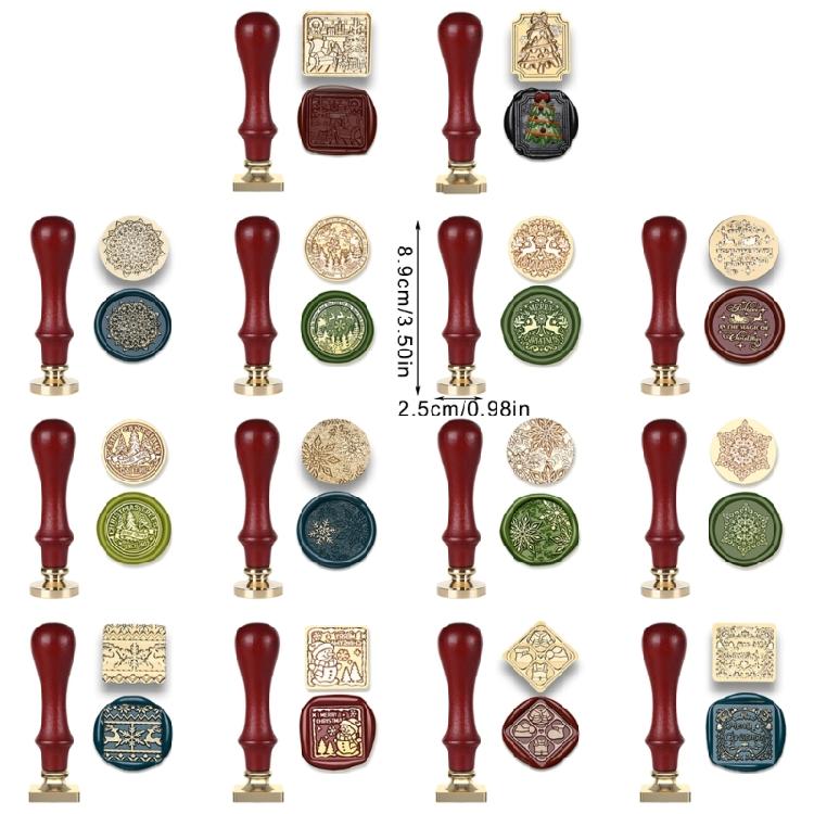 Christmas Stamp Head, Wood Handle Set for Invitations, Appreciation Card, Package, Envelope Embellishments