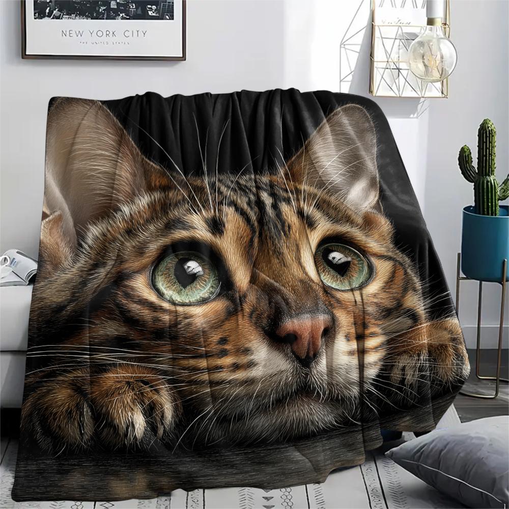 

Black Bengal Cat pattern Flannel Blanket, High quality Comfortable for All Seasons, Home Decor, Warmth and Comfort, Perfect for Gifts. 80cm x 120cm