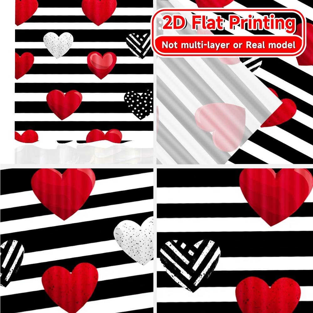 Flat Printing Heart Stripes Popular Curtain Cloth Versatile Polyester Curtains Room Decor Living Office Set Of 2 Made Washable Great Ready