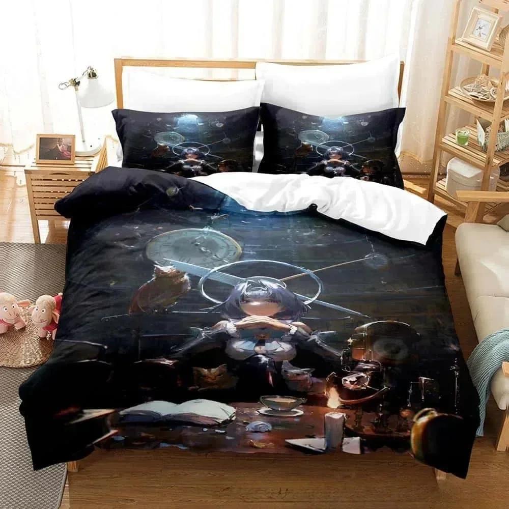 Comforter 3D Print Anime Ouro Kronii Bedding Set Printed Bed Set With Bed Soft Queen King Size Bedclothes Home