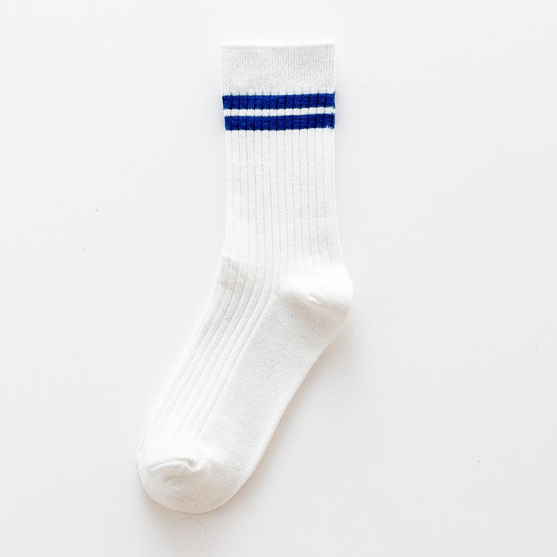 Calcetines de Algodón de Tubo de Rayas para Hombre para Primavera y Otoño Dos Barras para Tirar