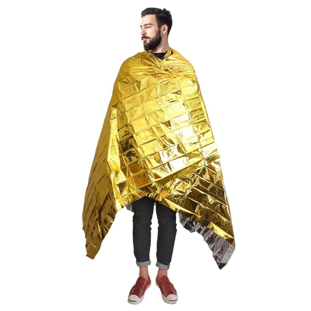 Manta Térmica de Emergência Mylar à Prova de Vento Térmica Refletiva Manta Espacial Impermeável Dobrável Manta Térmica de Folha para Caminhada