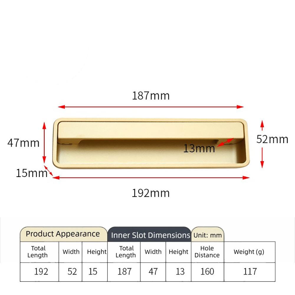 New Aluminium Alloy Recessed Door Handle Furniture Invisible Door Handlebar Hardware Embedded Door Knob Cupboard