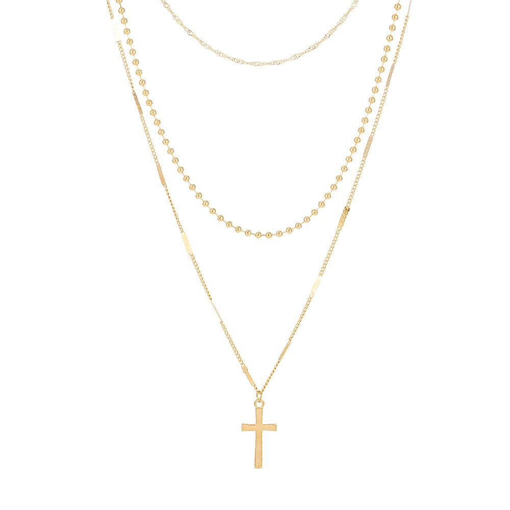 

Cross Glamorous Vintage Necklace In Alloy Multilayered Style For Fashionforward Couples золотой