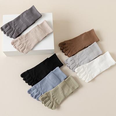 100 Cotton Five-Finger Socks Men'S Pure Cotton Spring And Summer Thin Sports Short Tube Socks Sub-Toe Socks Mesh Breathable Antibacterial Boat Socks