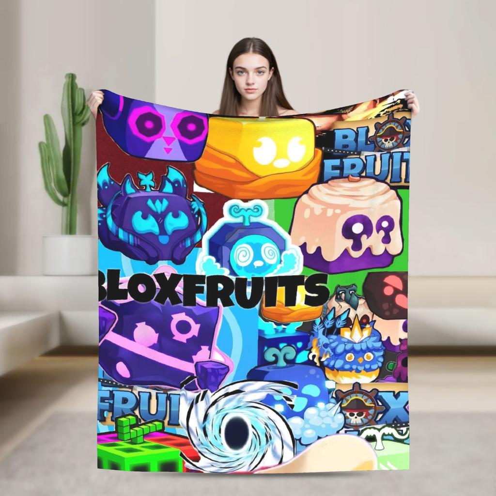 Warm Blanket Travel B-Blox Kitsune Fruits Throw Blanket  Flannel Bedspread For Outdoor Graphic Sofa Bed Cover