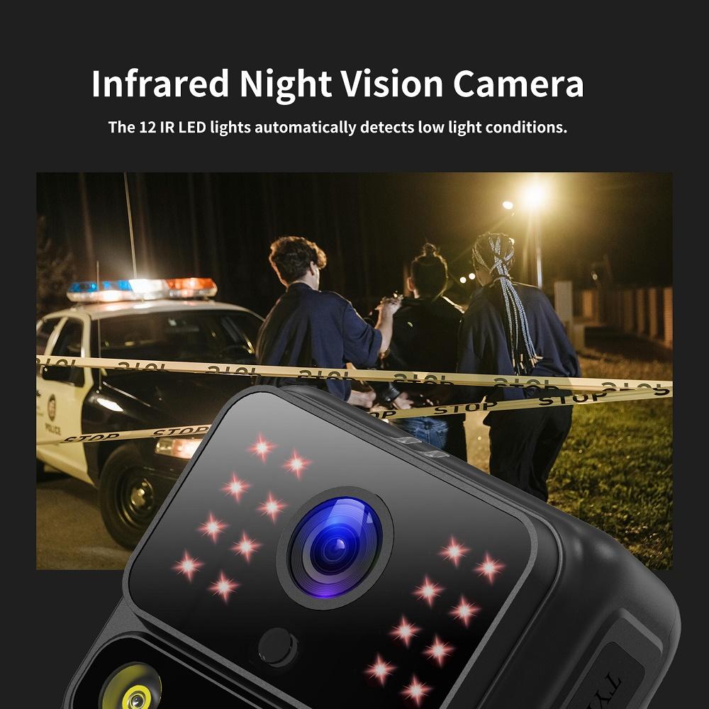 4K Wearable Body Camera, WiFi Action Camera, Night Vision, Waterproof, 2.0-inch IPS Touchscreen