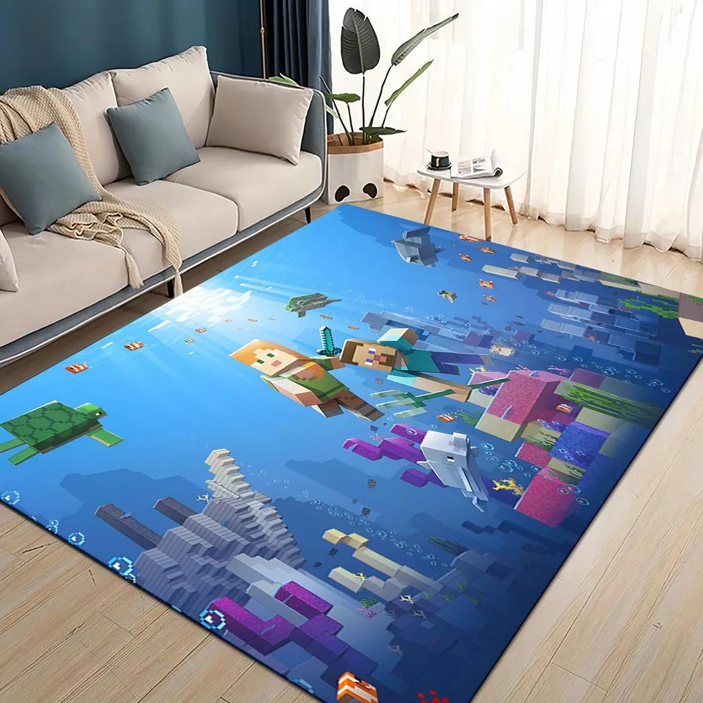 3D S-Sandbox Game  Cartoon Area Rug Large,Carpet Rug for Living Room Bedroom Sofa Doormat Decoration,kid Play Non-slip Floor Mat