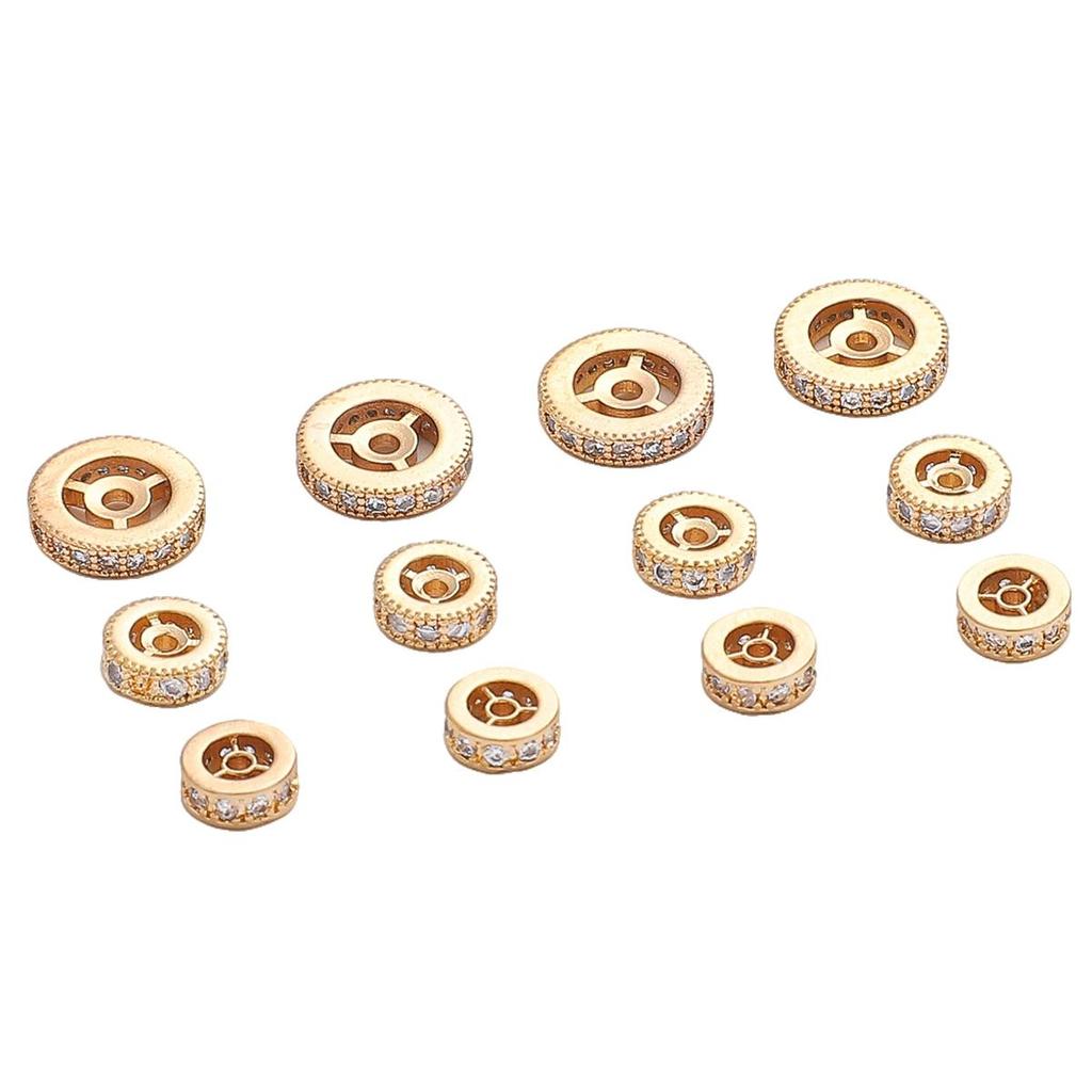 Brass Wheel Charm Pendant with Zircon Crystal Stone for Bracelet Necklace DIY Jewelry Making Findings Accessories