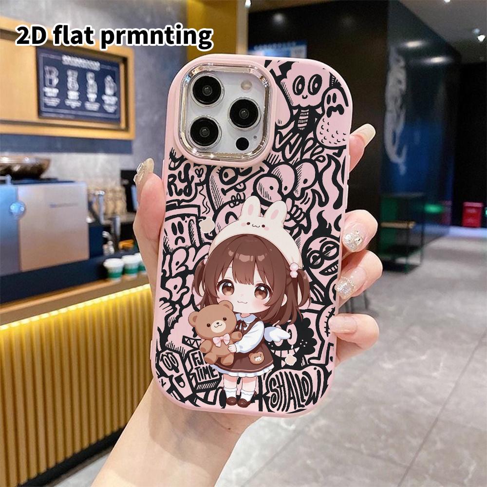 Phone Case: 2D Flat Design Suitable for iPhone 18 17 16 15 14 13 Pro Cases, Couple Style, Twin-tailed Little Girl, Christmas and Halloween Gifts