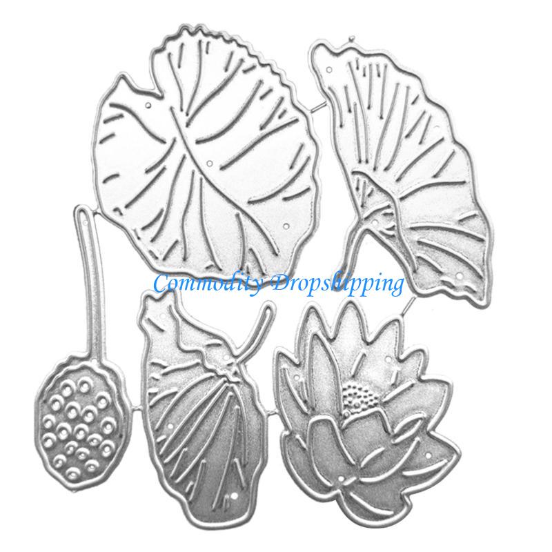 Y5JC Цветы Лотоса Металлические Штампы Трафарет с тисненым краем для рукоделия