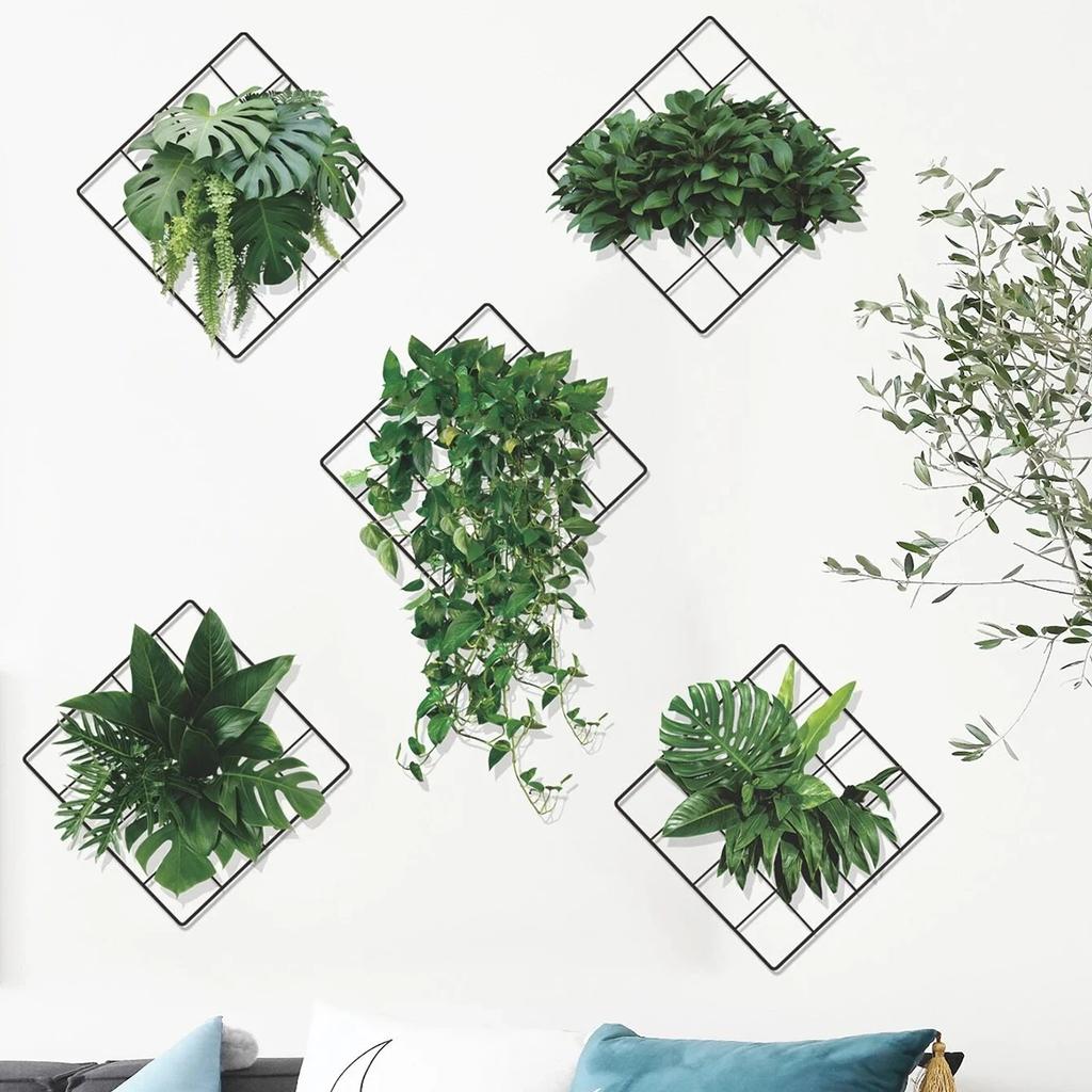 Simulated Iron Wire Grid Wall Decal Self Adhesive Vine Pattern Sticker for Living Room Bedroom Dorm Home Interior Decor