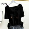 Women Hoodie Short Sleeves Hooded Drawstring Solid Color Loose Soft Casual Pullover Breathable Ladt Summer Top