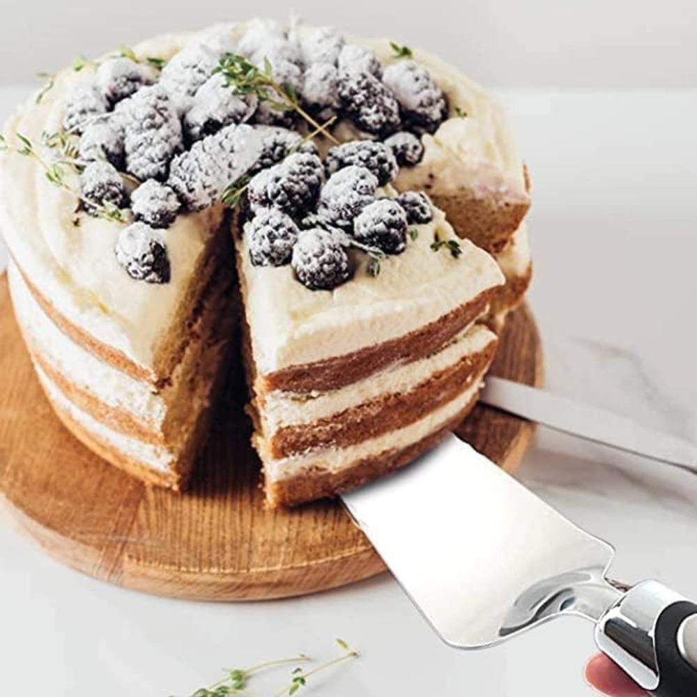 Stainless Steel Triangular Cake Spatula Mirror Finish Plastic Handle Pizza Peel Household Mooncake Shovel for Dessrt Bread