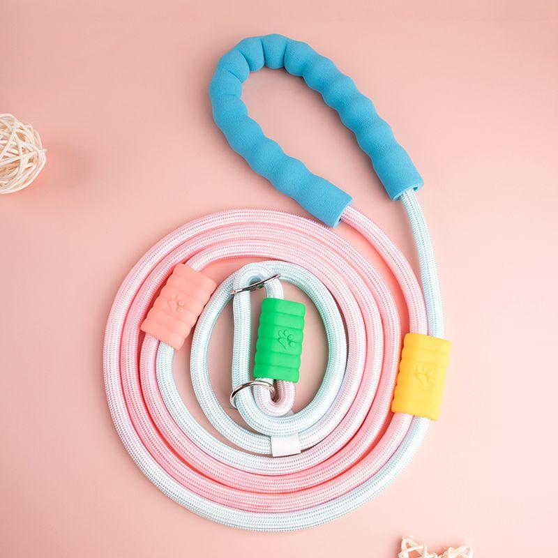 

Dog Hand Holding Rope Explosion-Proof P Chain Small and Medium-Sized Dogs Anti Breaking Loose Large Dog Color Integrated P Rope Pet Supplies Pink gradient P rope