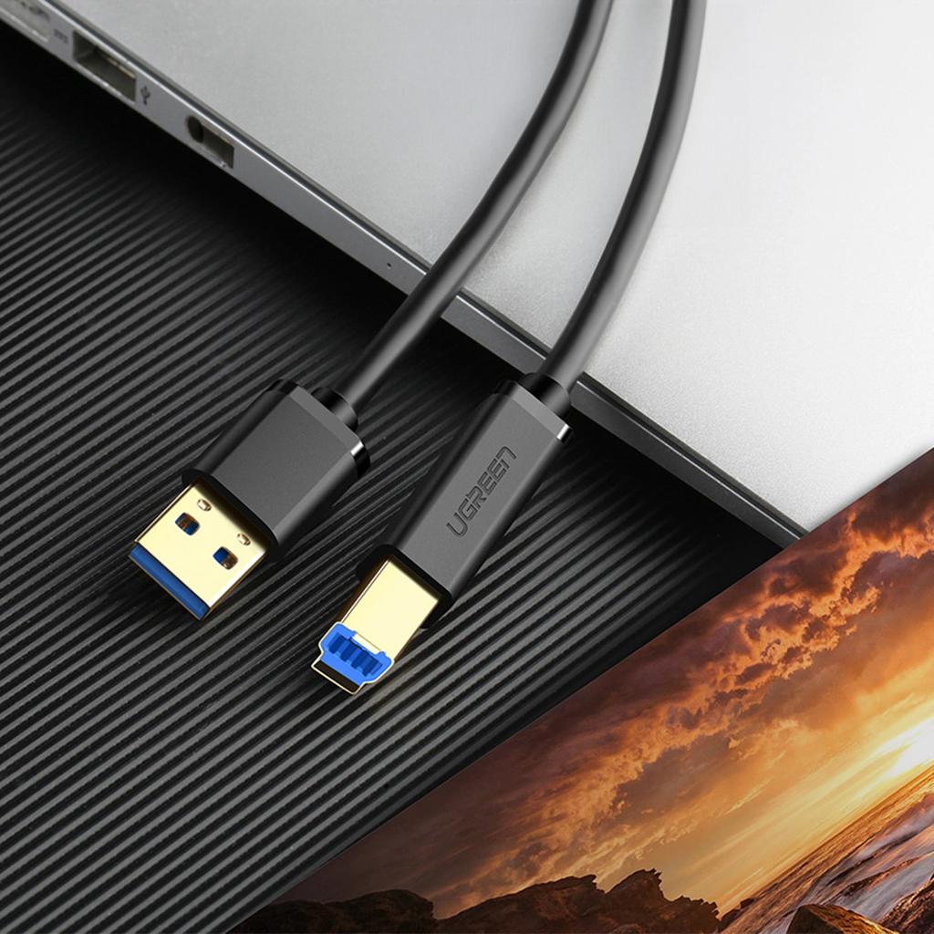 Ugreen US210 1m High-Speed USB 3.0 to USB-B Printer Cable – Black, 5Gbps Transfer Rate