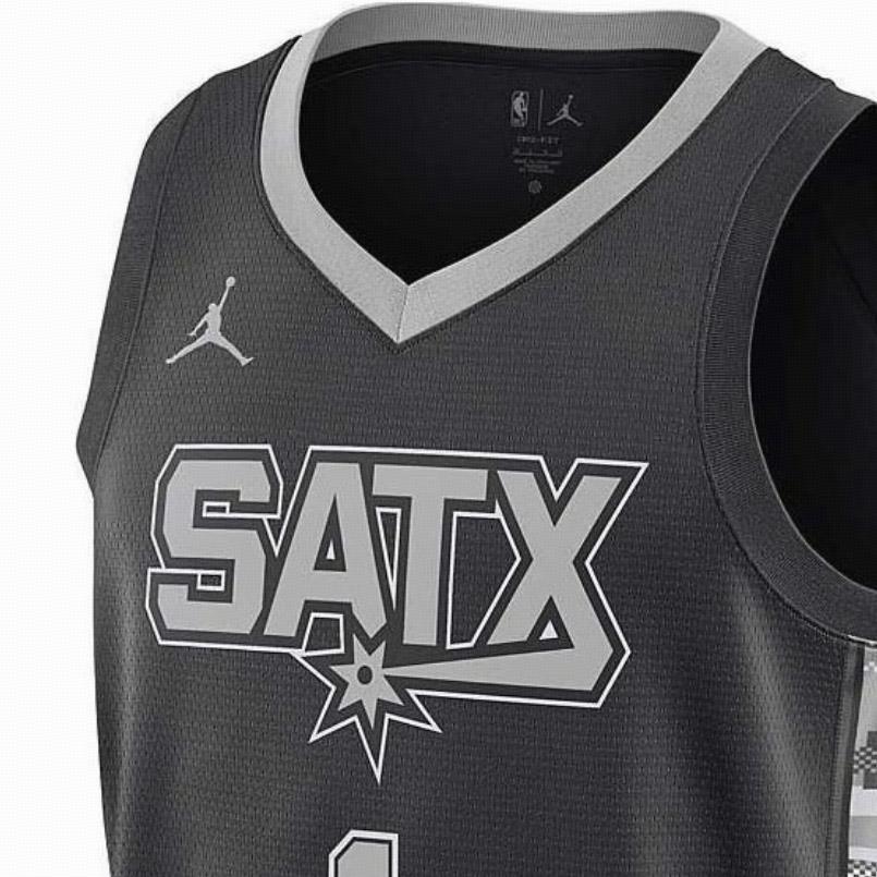 Jordan NBA Victor Wembanyama Spurs 1 Limited Edition SW Jersey Unisex Jersey Black Light-Silver DO9543-014