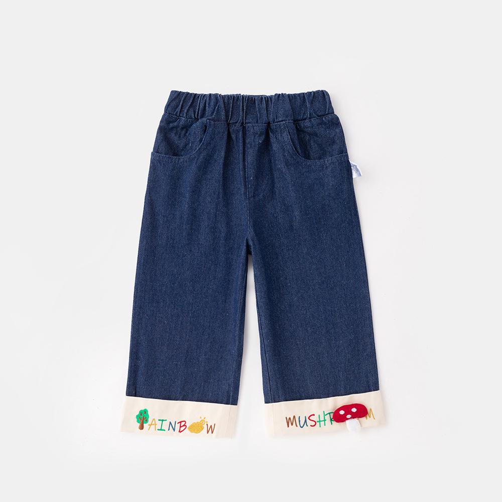 

Детские джинсы клеш с широкими штанинами 2025 - Весенне-осенняя повседневная мода для маленьких девочек 110 cm