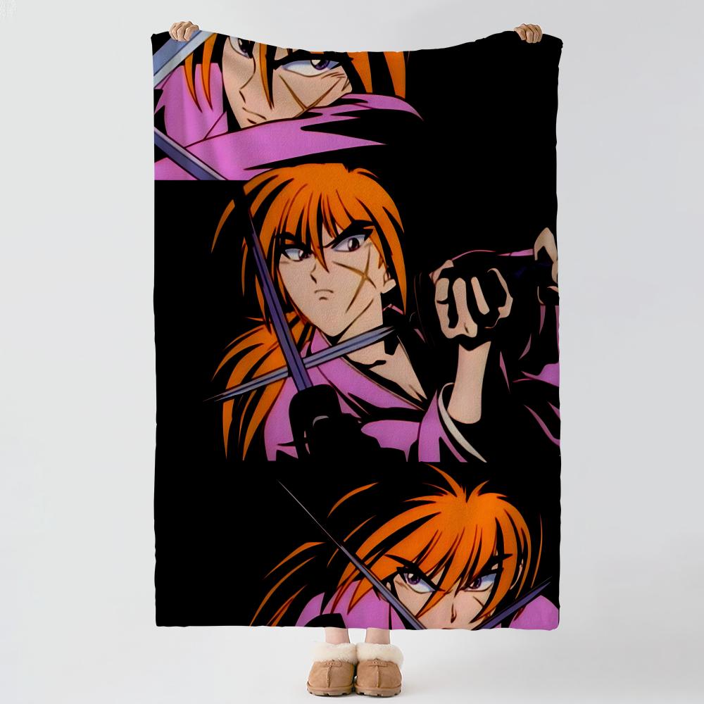 Anime RRurouni KKenshin Throw Soft Warm Flannel Blanket Multiuse Throw for Bed Sofa Office Air Conditioning Nap Blanket