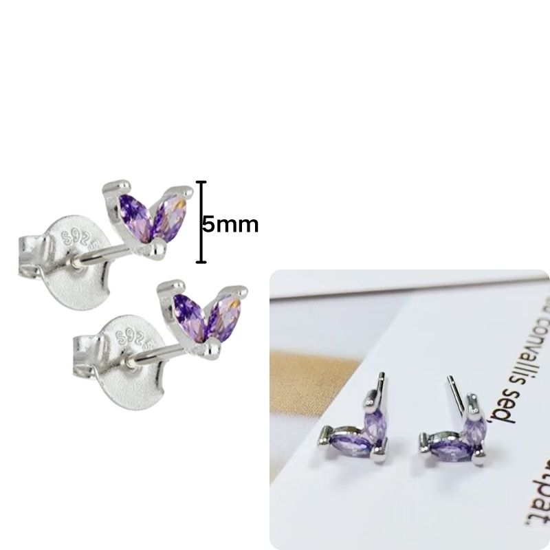 Damen 925 Silber Ohrstecker Lila Zirkon Ohrringe Creolen Lila Kristall Anhänger Ohrring Mode Hochzeits Schmuck