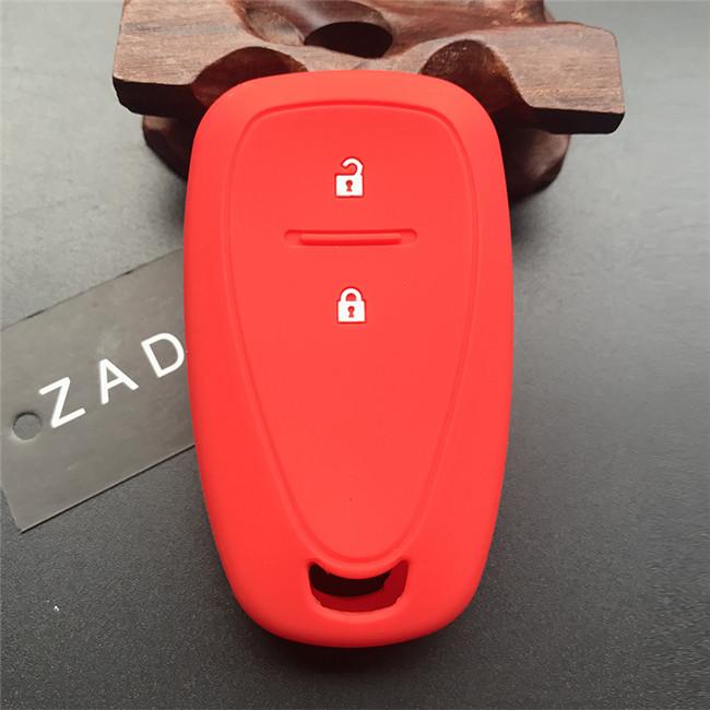 

ZAD Silicone Rubber car key cover case FOB for Chevrolet Cruze Spark 2016 2 buttons Smart remote key shell holder красный