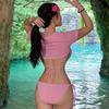 2025 Elegantes Rosa Dreiteiliges Sexy Bikini-Set für Frauen - Schicke Resort-Bademode
