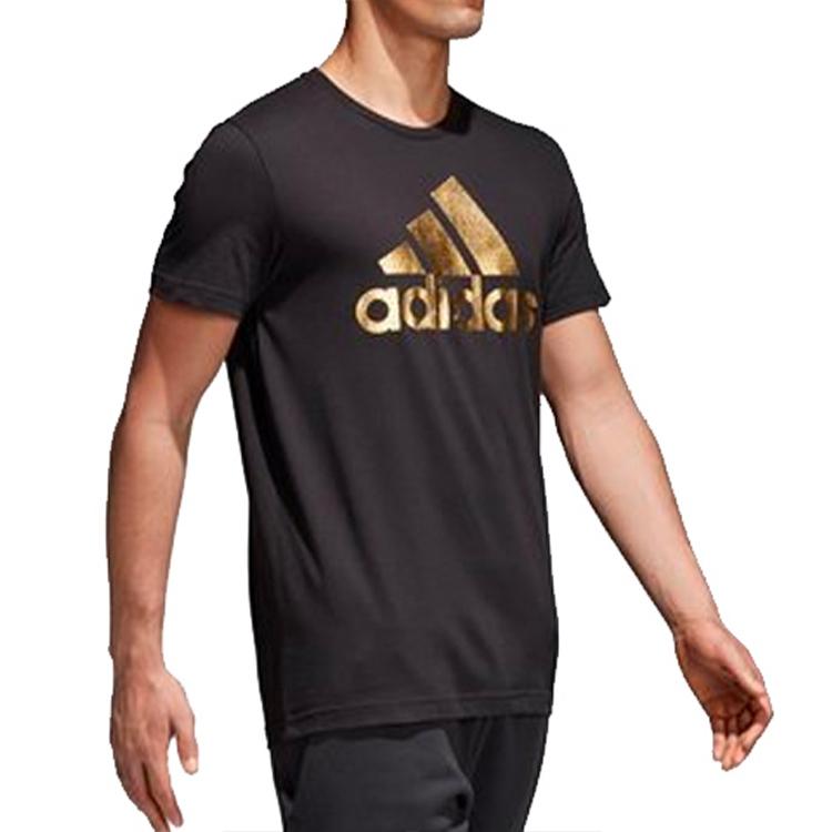 Adidas Logo Print Sports Short Sleeve T-Shirt Men Tops Black CV4507