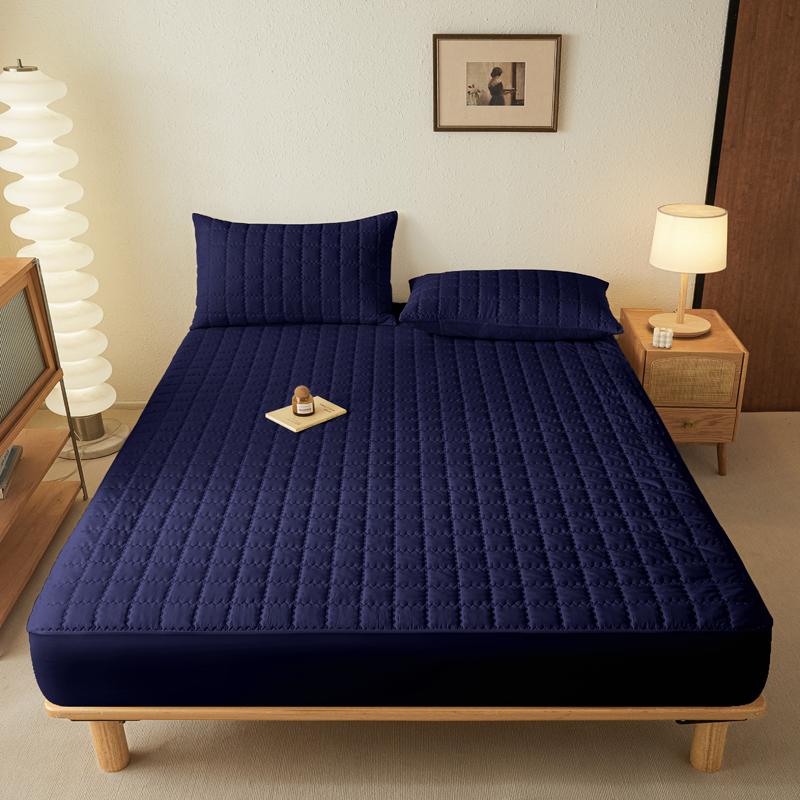 1 Simple Modern Square Waterproof Laminated Fitted Sheet, Solid Color Bed Cover For Bedroom, Bedding(Excluding Pillowcase)