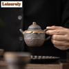 130ml Chinese Gilded Iron Glazed Teapot Handmade Ancient Early Fired Rough Pot Tea Brewing Kettle Kung Fu Tea Items Ornaments