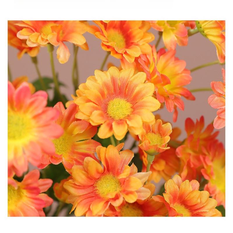 10pcs Coffee Shop Decorative Silk Pink Chamomile Simulated Flowers Home Decoration Artificial 5-Heads Daisy Branch Fake Flower