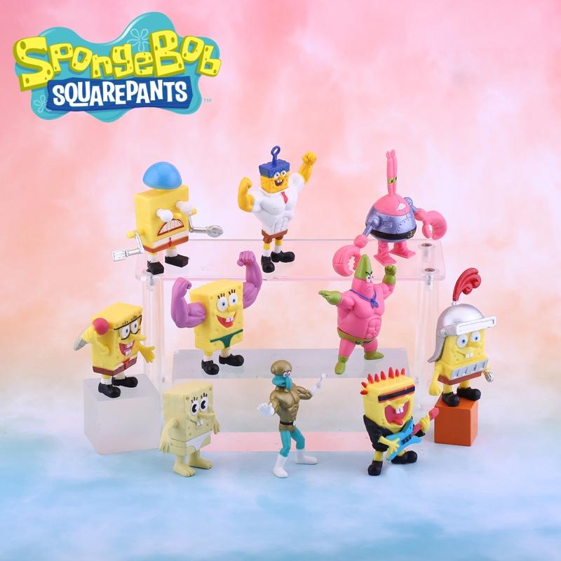 Colorful 10-piece Set Of Muscle Spongebob Cake Decorations