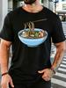 Unisex Cotton Tee Cartoon RaUnisex Noodle Bowl Chopsticks Graphic Short Sleeve Tshirt For Asian Food Lovers Daily Casual Street Top