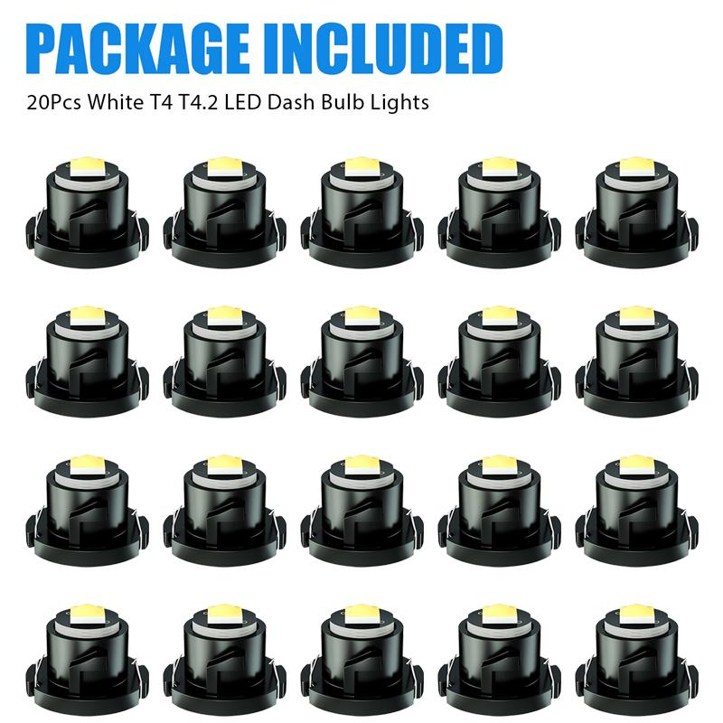 20Pcs Car Led Instrument Lights T4 T4.2 Led Super Bright Auto Panel Gauge Speedo Dash Lamps Dashboard Cluster Bulbs 12V