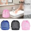 Fashion Dopamine Color Cosmetic Bag Mesh Large Capacity Storage Bag Drawstring Breathable Lazy Toiletries Bag