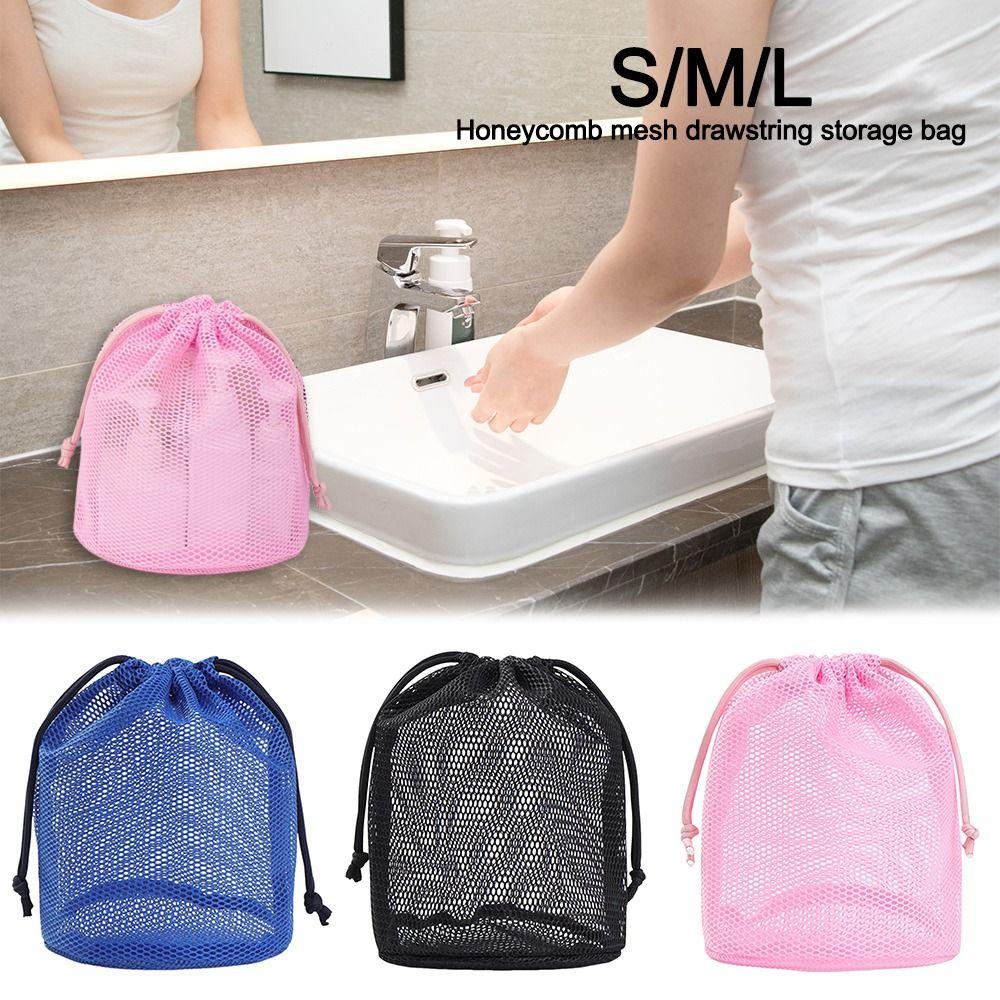 Fashion Dopamine Color Cosmetic Bag Mesh Large Capacity Storage Bag Drawstring Breathable Lazy Toiletries Bag
