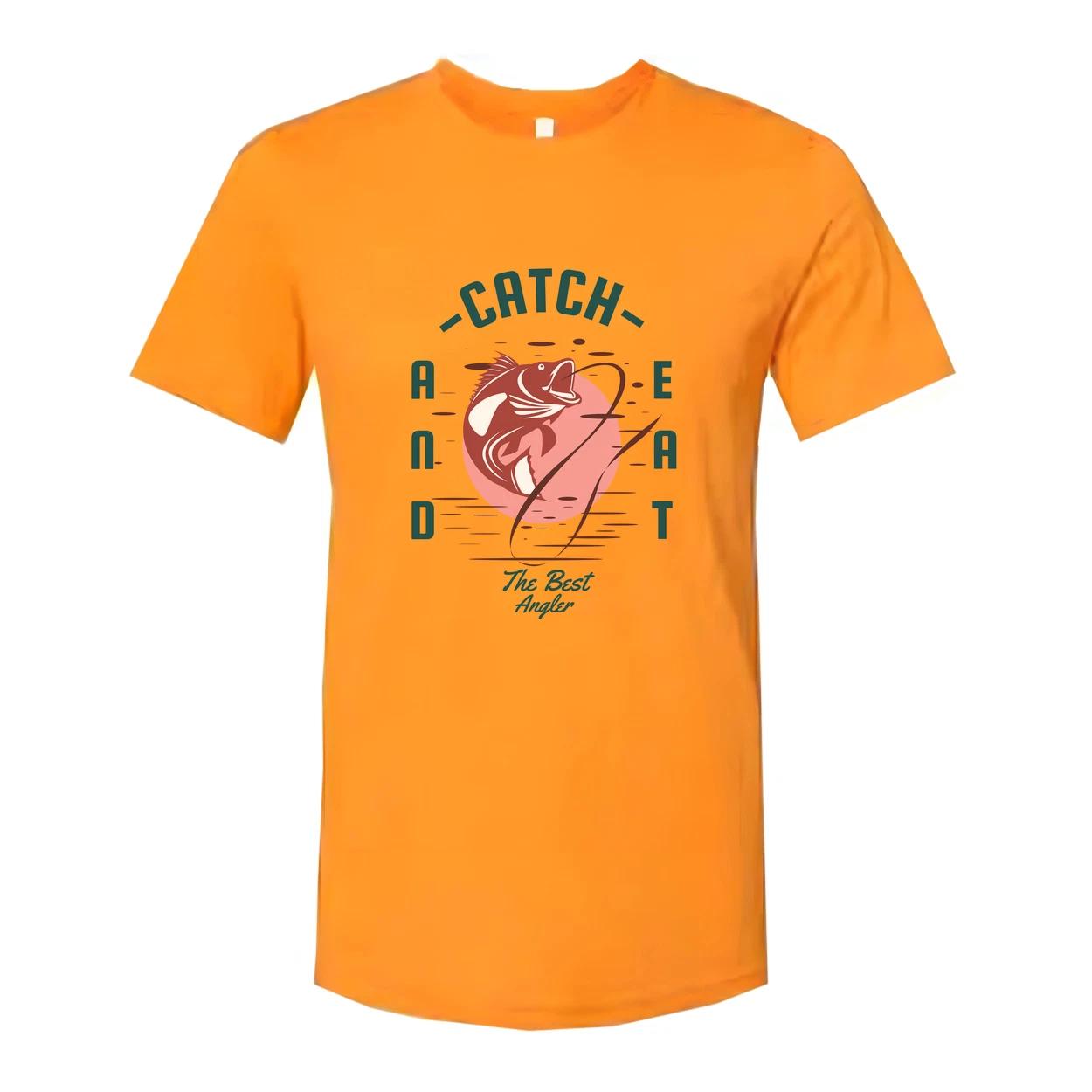 

Unisex Fishing T Shirt With The Best Angler Illustration And Catch And Eat Desig 4XL
