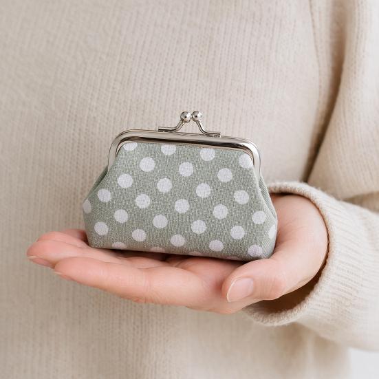Punktmuster Münzbörse, Damen Canvas Kleingeldbörse, Kussverschluss Beutel für Bargeld Münzen Karten Schmuck Ohrhörer