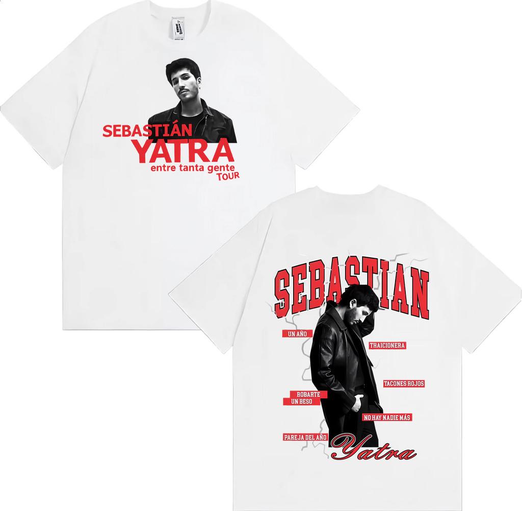 Sebastian Yatra Entre Tanta Gente Tour 2026 T Shirts Unisex Women Summer Gothic High Street Tshirt Vintage Casual Cotton Tee Shirt