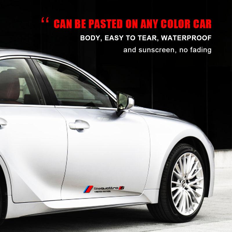 2Pcs Car Body Decoration Stickers Door Personalized Sporty Stickers For Audi A3 A4 B8 8P 8V A6 C7 A5 Q5 B7 B6 B9 QUTTRO RS Q3 Q7 S3 S4 S5 S6 S8