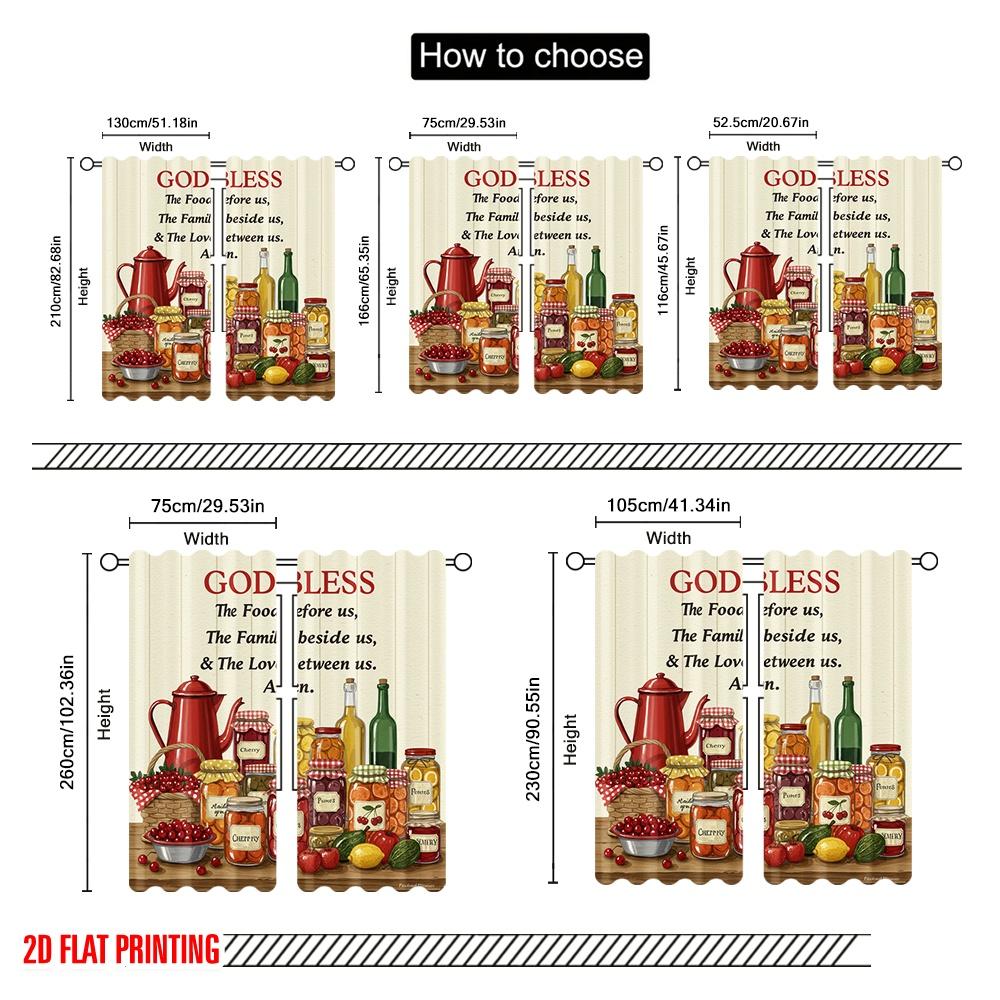 2 Stück 2D Flachdruck Party Vorhang Gott segne Familie Essen Liebe Polyester Ohne Strom 0 Verwendung für goldene Wanddeko