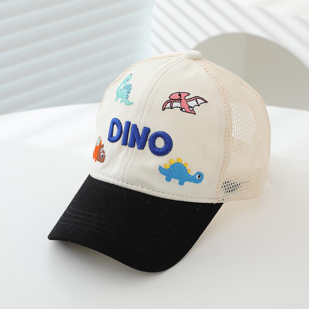 Summer Dinosaur Dino Embroidery Hat Children'S Mesh Cap Cartoon Mesh Hat Sun Hat Embroidery Baseball Cap