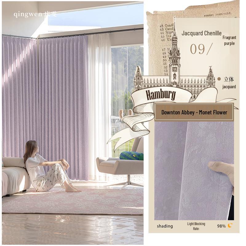 Xiaohongshu Downton Abbey Chenille Jacquard Floral Curtains for Living Room/Bedroom