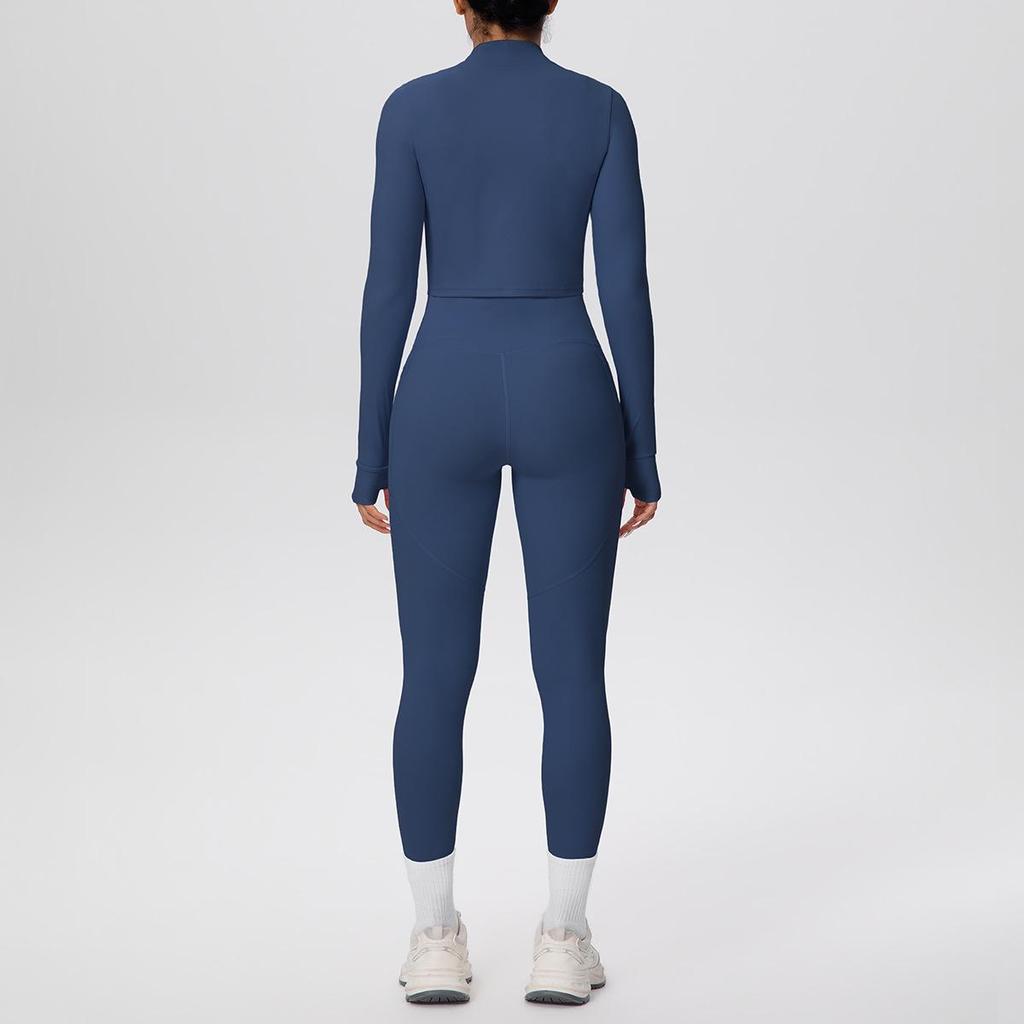 High-Waist Thumb-Hole Zipper Yoga Jacket and Butt-Lifting Leggings Set