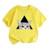 Kids Boys Girls 100% Cotton Crew Neck Short Sleeve T-Shirt, Cute Surprise Peeking Cat Geometric Black Triangle Pattern Casual Breathable Summer Tee fo
