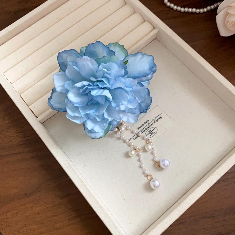 

Tassels Hair Claw Flower Pearls Shark Clip Elegant Grasping Clip Headwear Gift