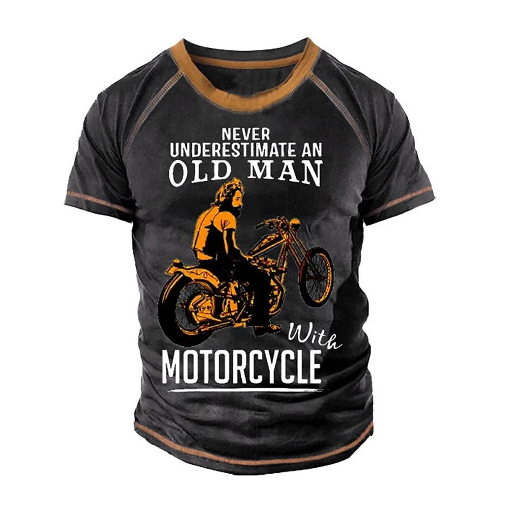 

Ретро-дизайн Мотоцикл Постер 3D Печатная мужская футболка Летние новые свободные быстросохнущие спортивные футболки 6XL