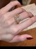 Simple and exquisite gold double ring love micro-inlaid sparkling diamond ring women's thousand gold wind light luxury high-end index finger ring
